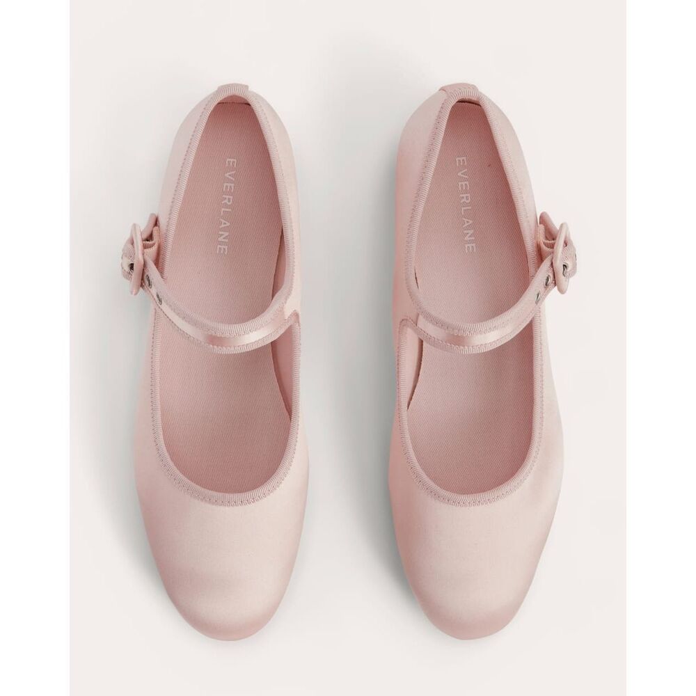 Everlane The Day Buckle Mary Jane Flats Tutu Pink Satin Size 10.5 NWB